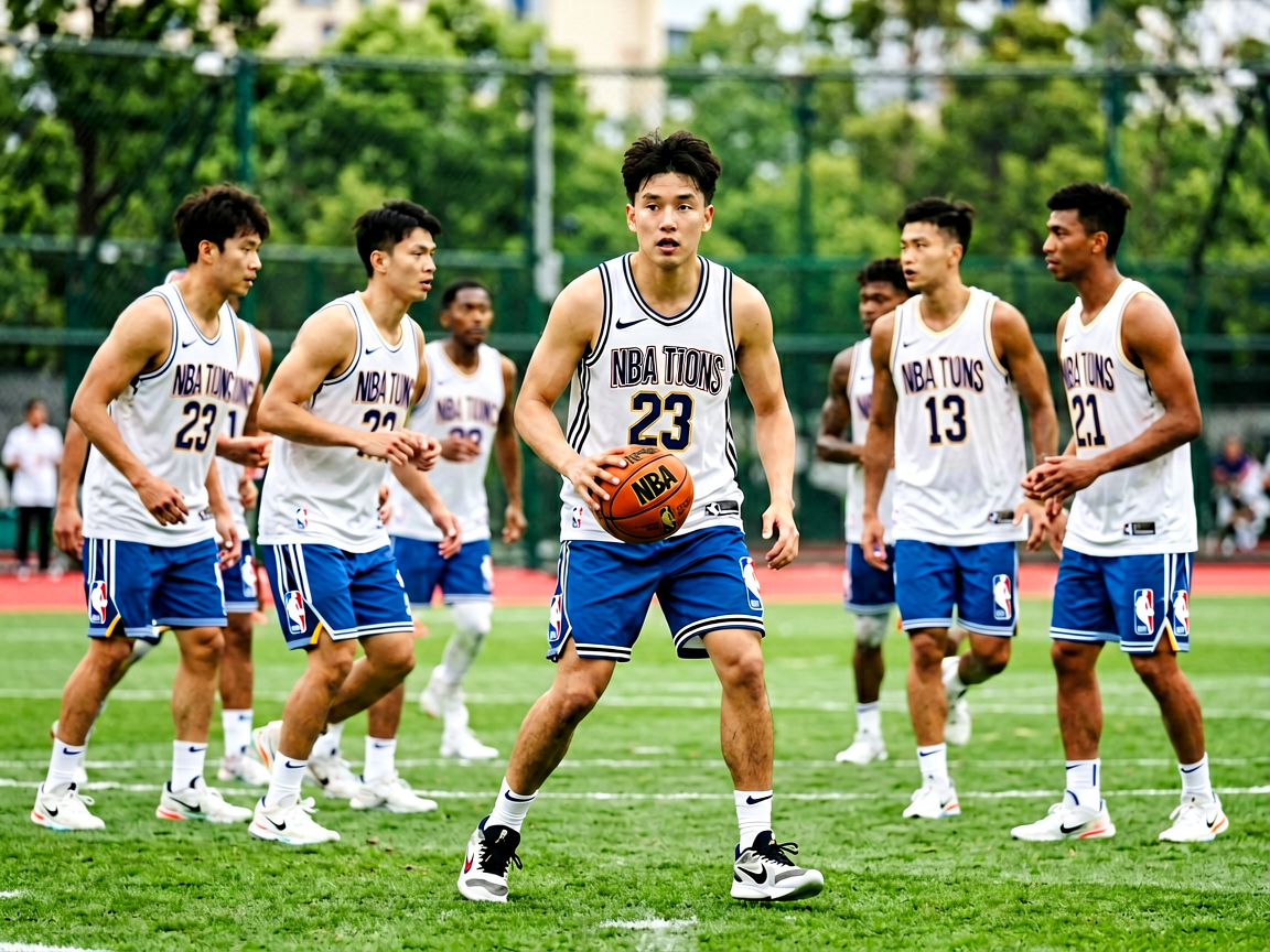 篮球转会新闻：NBA球员在训练场进行季前备战训练的场景