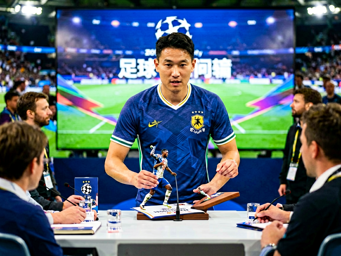 足球转会新闻：球员在新闻发布会现场宣布加盟新俱乐部的签约时刻